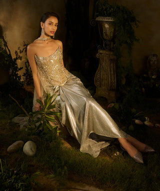Lunaria gold drape skirt set