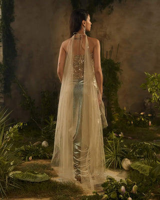 Lunaria gold drape skirt set