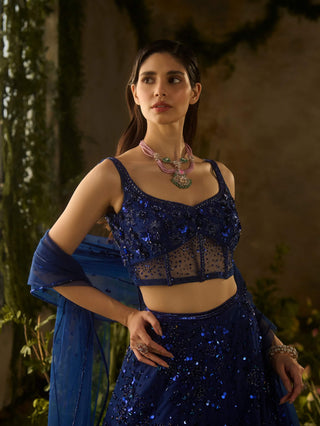 Moonlit electric blue lehenga set