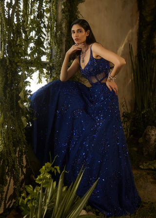 Moonlit electric blue lehenga set