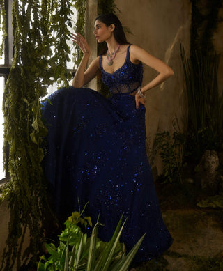 Moonlit electric blue lehenga set