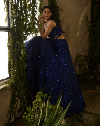 Moonlit electric blue lehenga set
