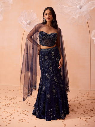 Stardust Blue Lehenga Set by Parul Gandhi available on Indiaspopup.com