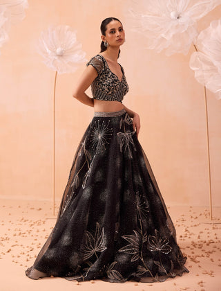 Black Misty Lehenga Set by Parul Gandhi available on Indiaspopup.com