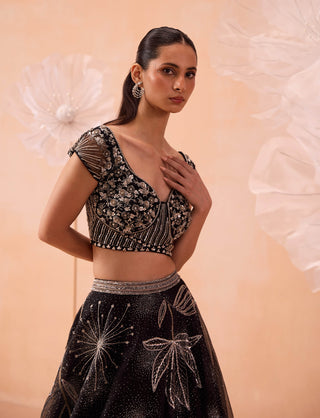 Black Misty Lehenga Set by Parul Gandhi available on Indiaspopup.com