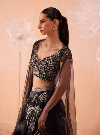 Black Misty Lehenga Set by Parul Gandhi available on Indiaspopup.com