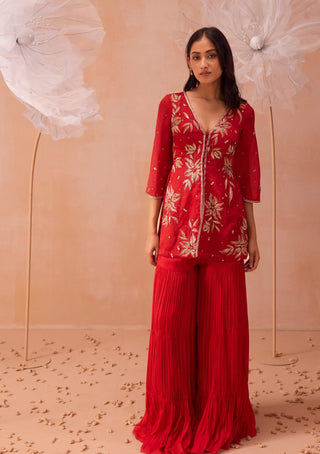 Rouge red sharara set