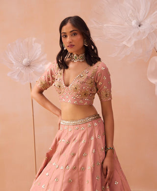 Blush Embellished Lehenga Set by Parul Gandhi available on Indiaspopup.com