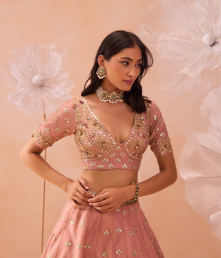 Blush Embellished Lehenga Set by Parul Gandhi available on Indiaspopup.com