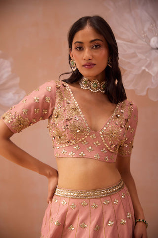 Blush Embellished Lehenga Set by Parul Gandhi available on Indiaspopup.com