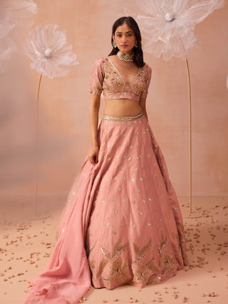 Blush Embellished Lehenga Set by Parul Gandhi available on Indiaspopup.com