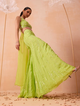 Lime Pearl Sharara Set by Parul Gandhi available on Indiaspopup.com