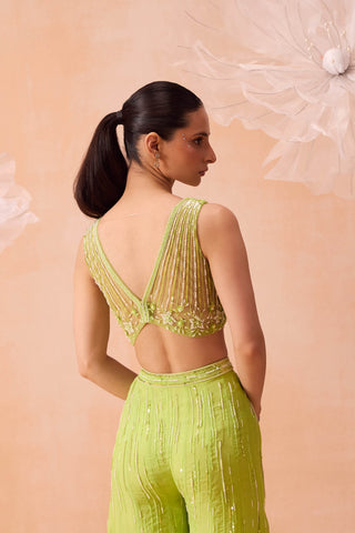 Lime Pearl Sharara Set by Parul Gandhi available on Indiaspopup.com