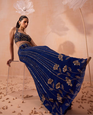 Indigo Mirror Sharara Set by Parul Gandhi available on Indiaspopup.com