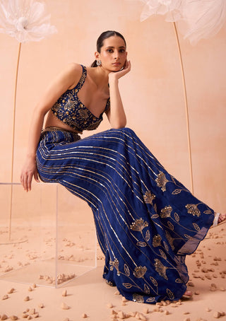 Indigo mirror sharara set