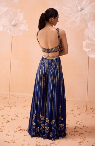 Indigo Mirror Sharara Set by Parul Gandhi available on Indiaspopup.com