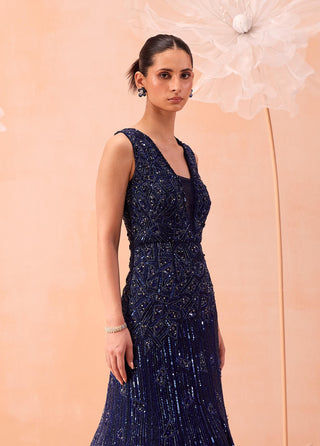 Stardust Navy Gown by Parul Gandhi available on Indiaspopup.com