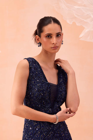 Stardust Navy Gown by Parul Gandhi available on Indiaspopup.com