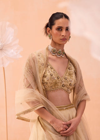 Sarine Off-White Lehenga Set by Parul Gandhi available on Indiaspopup.com