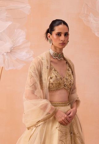 Sarine Off-White Lehenga Set by Parul Gandhi available on Indiaspopup.com