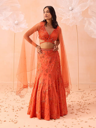 Candy Orange Lehenga Set by Parul Gandhi available on Indiaspopup.com