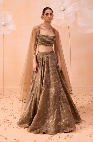 Gold Glory Lehenga Set by Parul Gandhi available on Indiaspopup.com