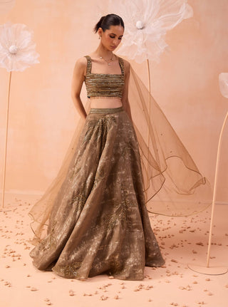 Gold Glory Lehenga Set by Parul Gandhi available on Indiaspopup.com