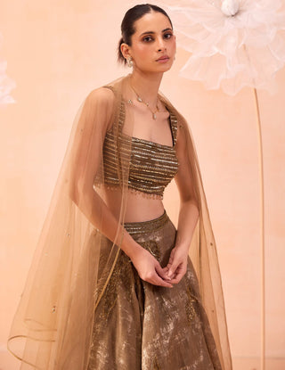 Gold Glory Lehenga Set by Parul Gandhi available on Indiaspopup.com