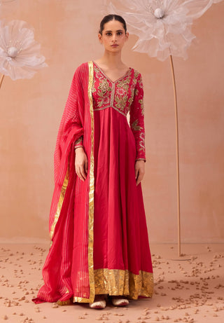 Gul Pink Anarkali And Dupatta by Parul Gandhi available on Indiaspopup.com