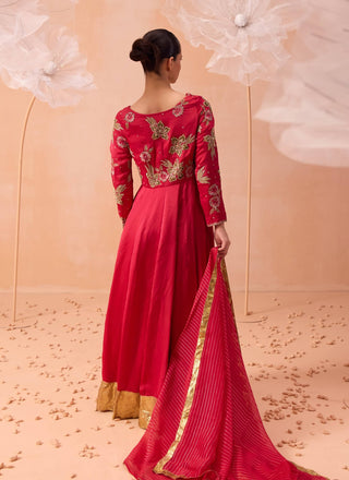 Gul Pink Anarkali And Dupatta by Parul Gandhi available on Indiaspopup.com