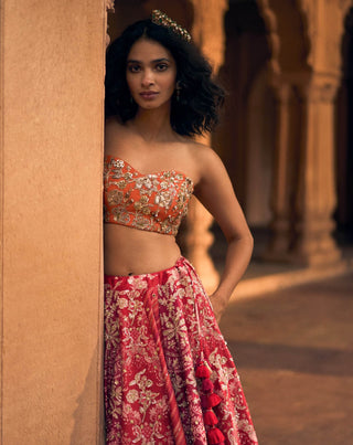 Pink Multi-Tone Lehenga Set by Paulmi & Harsh available on Indiaspopup.com