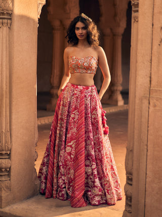 Pink Multi-Tone Lehenga Set by Paulmi & Harsh available on Indiaspopup.com