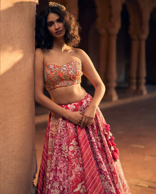 Pink Multi-Tone Lehenga Set by Paulmi & Harsh available on Indiaspopup.com