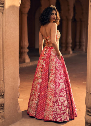 Pink Multi-Tone Lehenga Set by Paulmi & Harsh available on Indiaspopup.com