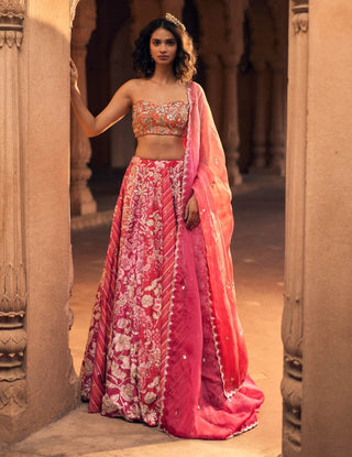 Pink Multi-Tone Lehenga Set by Paulmi & Harsh available on Indiaspopup.com