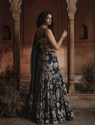 Romantic Fish Cut Printed Lehenga Set by Paulmi & Harsh available on Indiaspopup.com