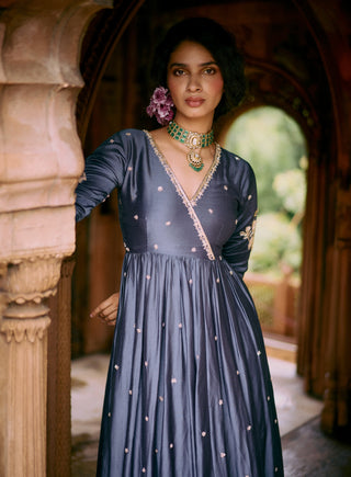 Blue Embroidered Zardozi Anarkali And Skirt Set by Paulmi & Harsh available on Indiaspopup.com