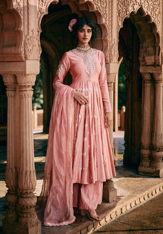 Onion pink kali anarkali set