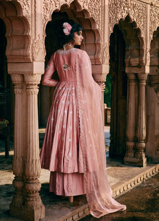 Onion Pink Kali Anarkali Set by Paulmi & Harsh available on Indiaspopup.com