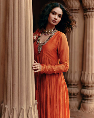 Resplendent Orange Anarkali And Skirt Set by Paulmi & Harsh available on Indiaspopup.com