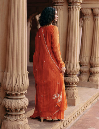 Resplendent Orange Anarkali And Skirt Set by Paulmi & Harsh available on Indiaspopup.com