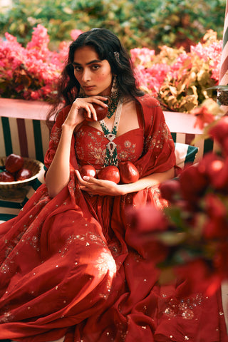 Marianne sangria red cape set