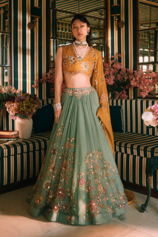 Ciel sage green lehenga set