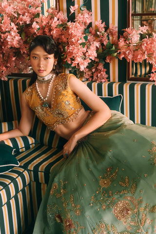 Ciel sage green lehenga set