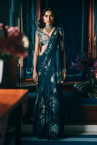 Soul navy blue sari set