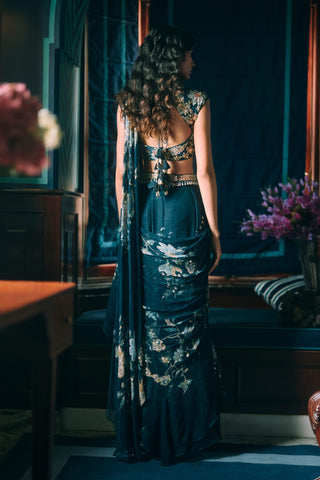 Soul navy blue sari set