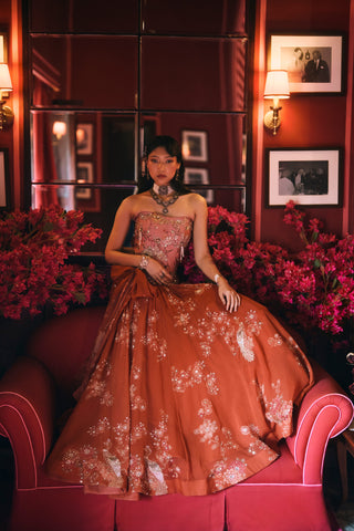 Delilah rust orange lehenga set