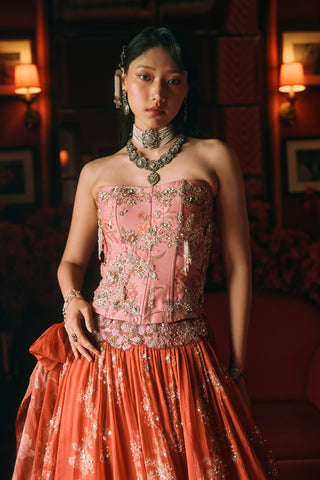 Delilah rust orange lehenga set