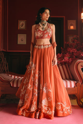 Dreamlet rust orange lehenga set