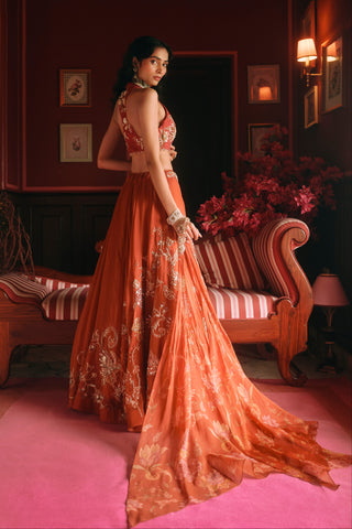 Dreamlet rust orange lehenga set